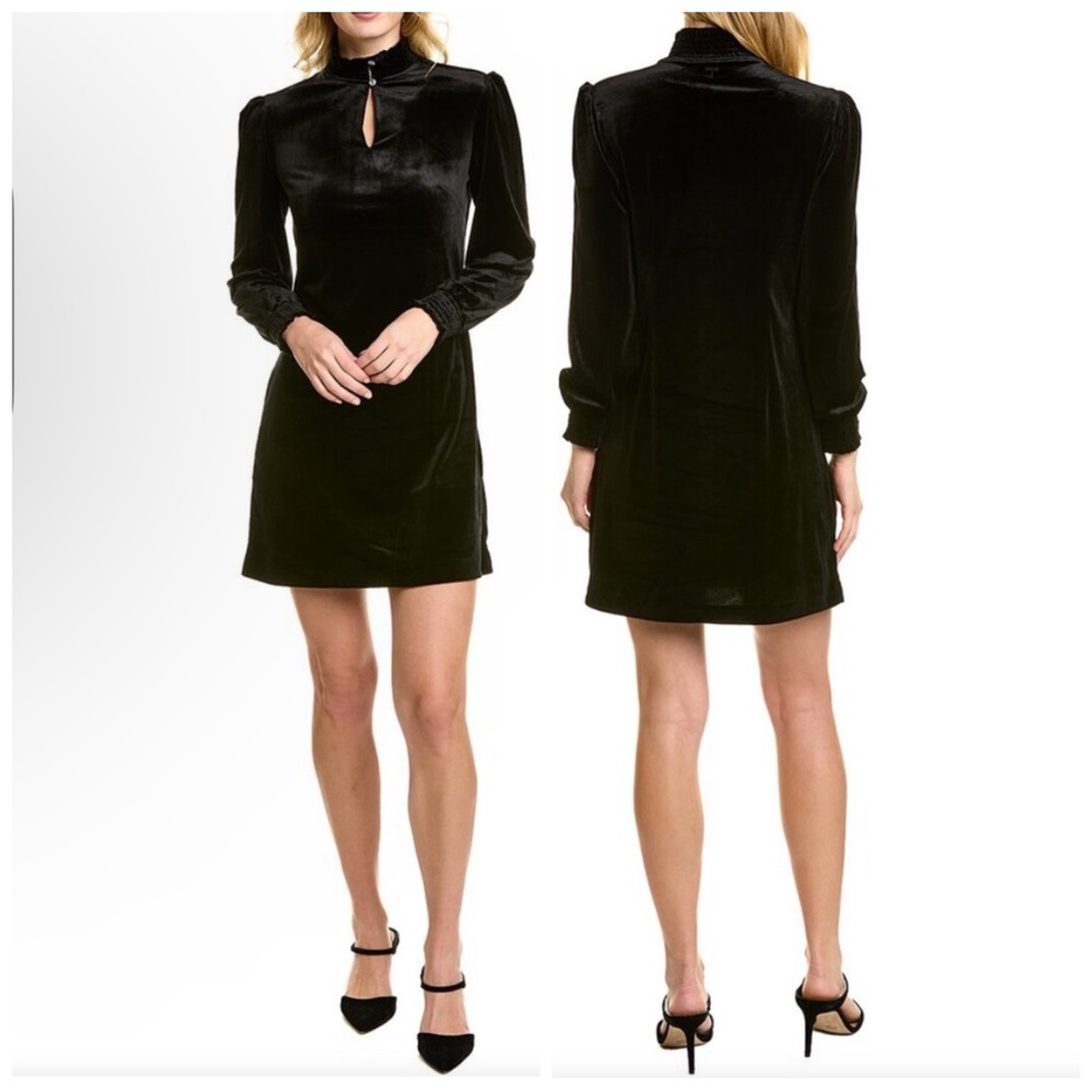 •TYLER BOE• Mia Velvet Counting Sheep Long Sleeve Shift Dress in Black Size XL